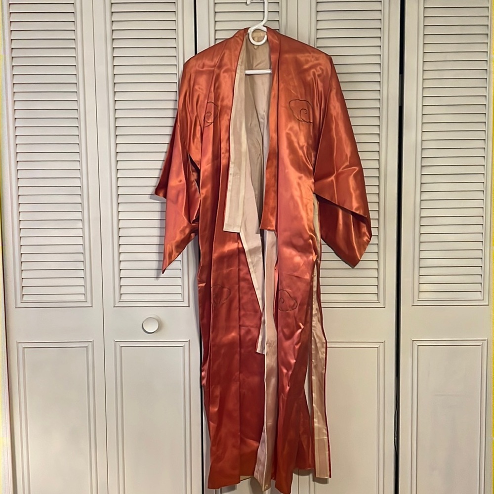 Beautiful Kimono! Orange with beautiful stitching.